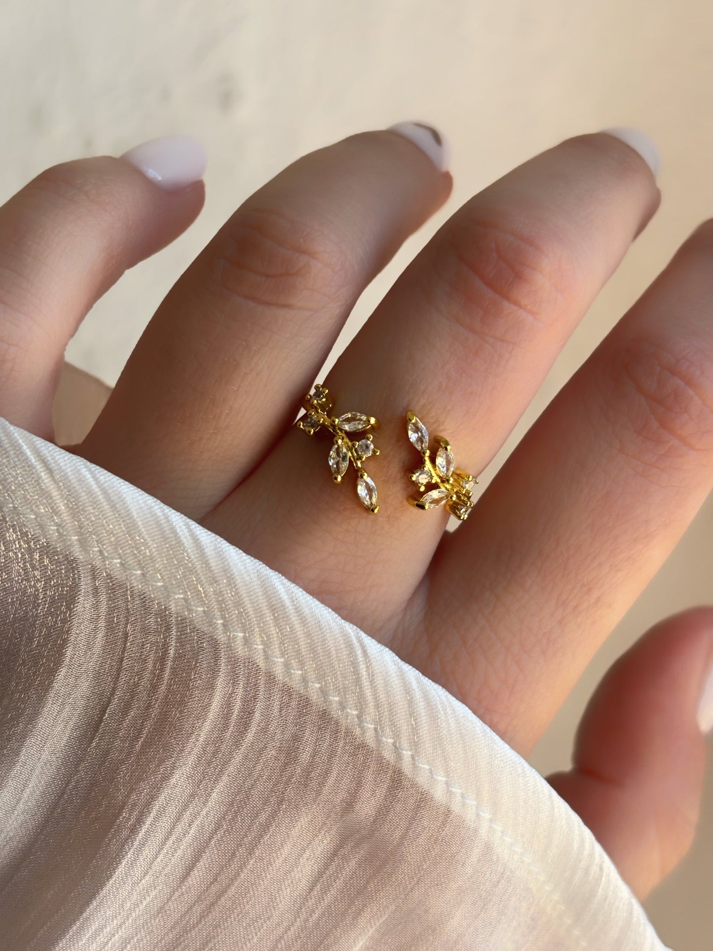 Bague feuillage doré ajustable - Aurorejewels