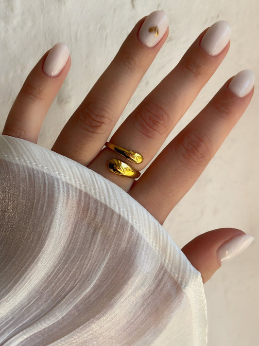 Bague goutte d'eau doré - Aurorejewels