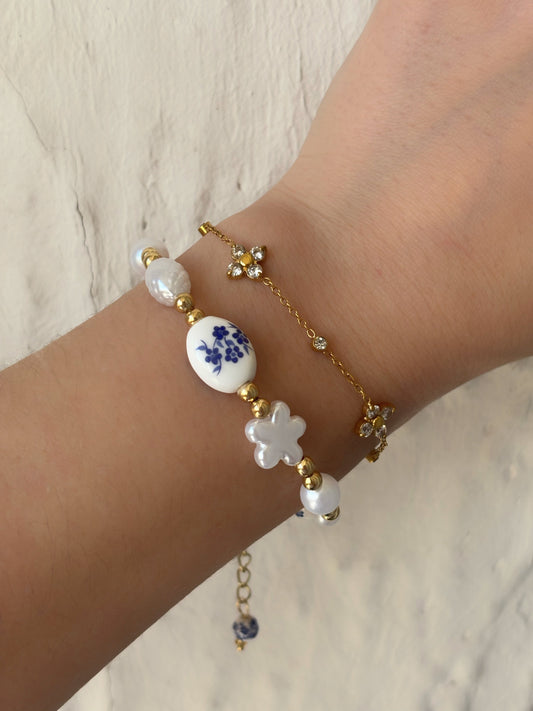 Bracelet fleurs strass - Aurorejewels