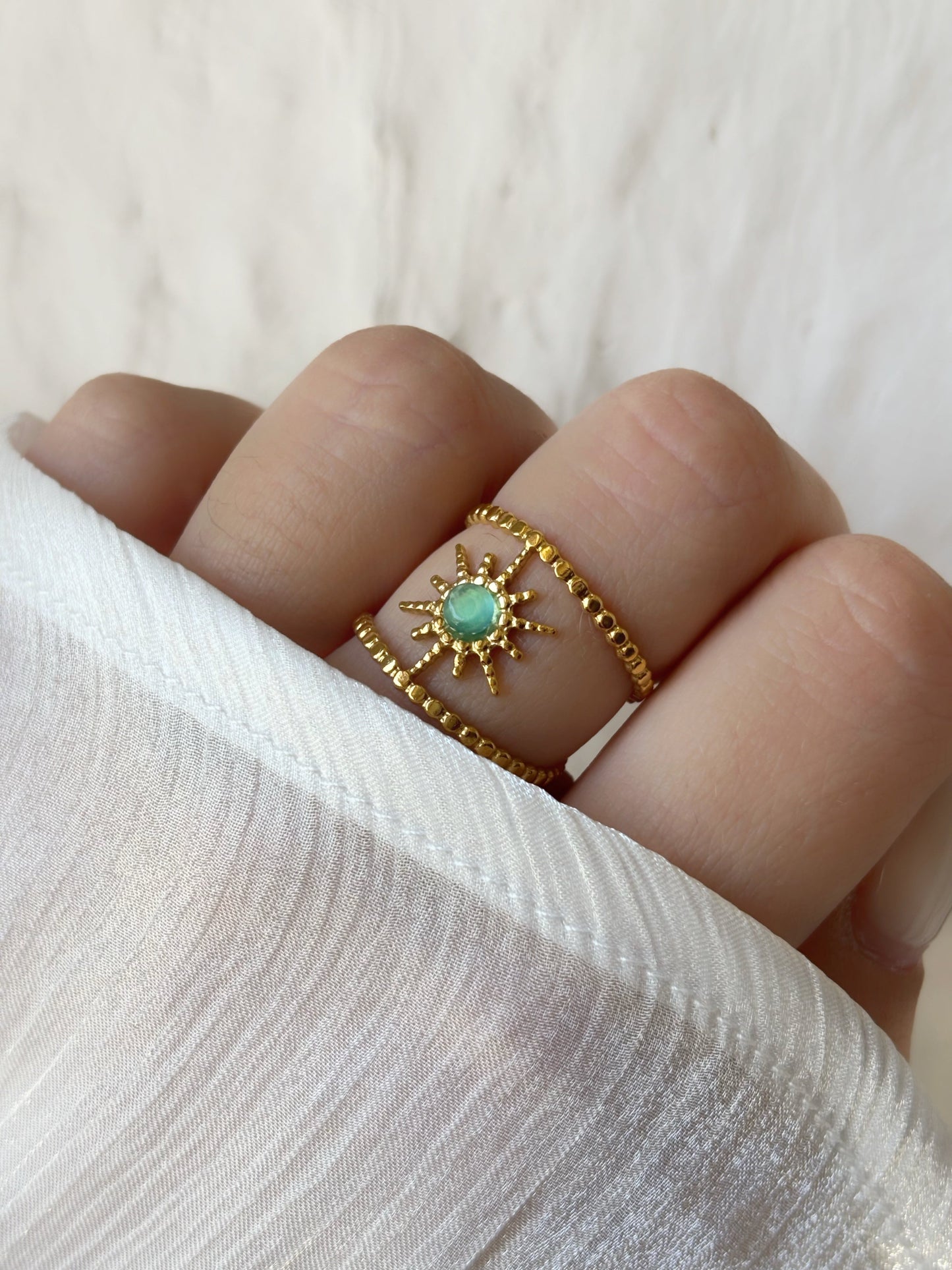 Bague pierre verte femme acier inoxydable - Aurorejewels