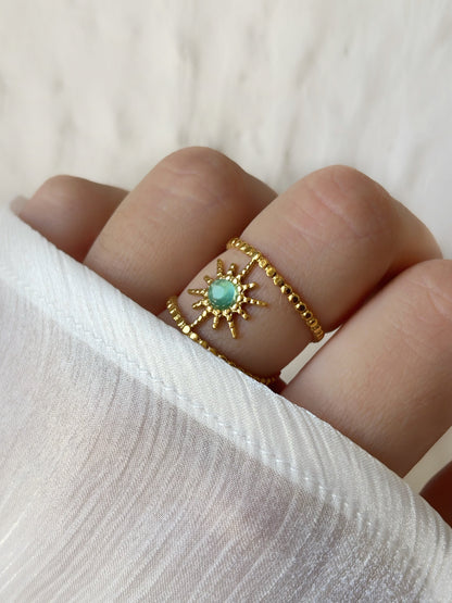Bague pierre verte femme ajustable - Aurorejewels
