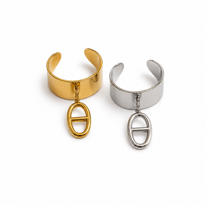 Stainless steel marine chain charm ring