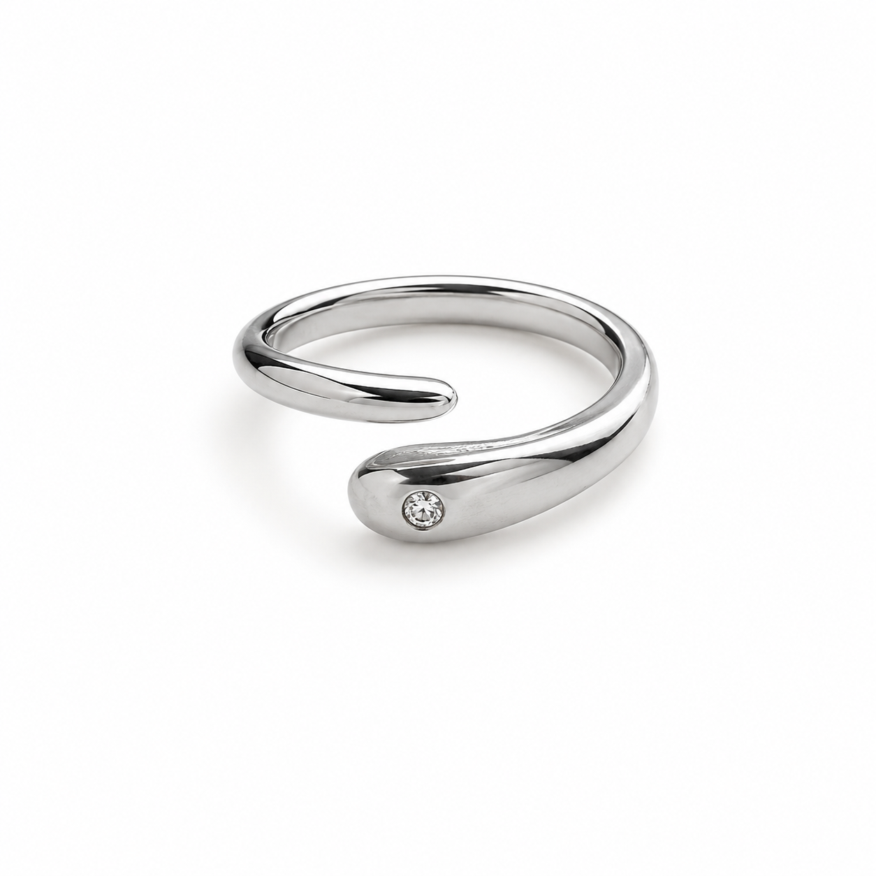 BAGUE GOUTTE D'EAU ARGENTÉE