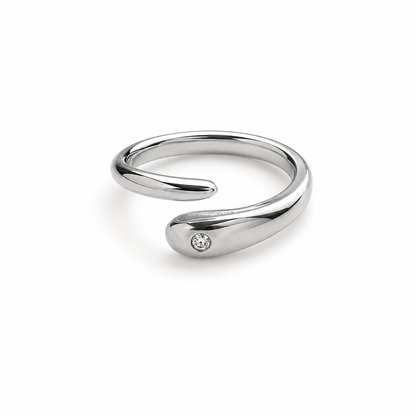 BAGUE GOUTTE D'EAU ARGENTÉE