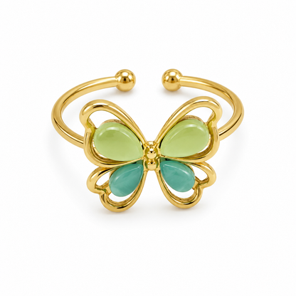 Green cat's eye butterfly ring