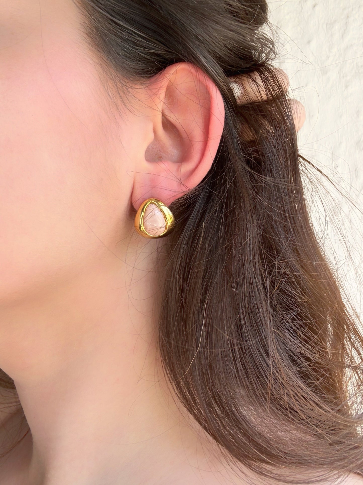 boucles d'oreilles roses poudrées doré- Aurorejewels