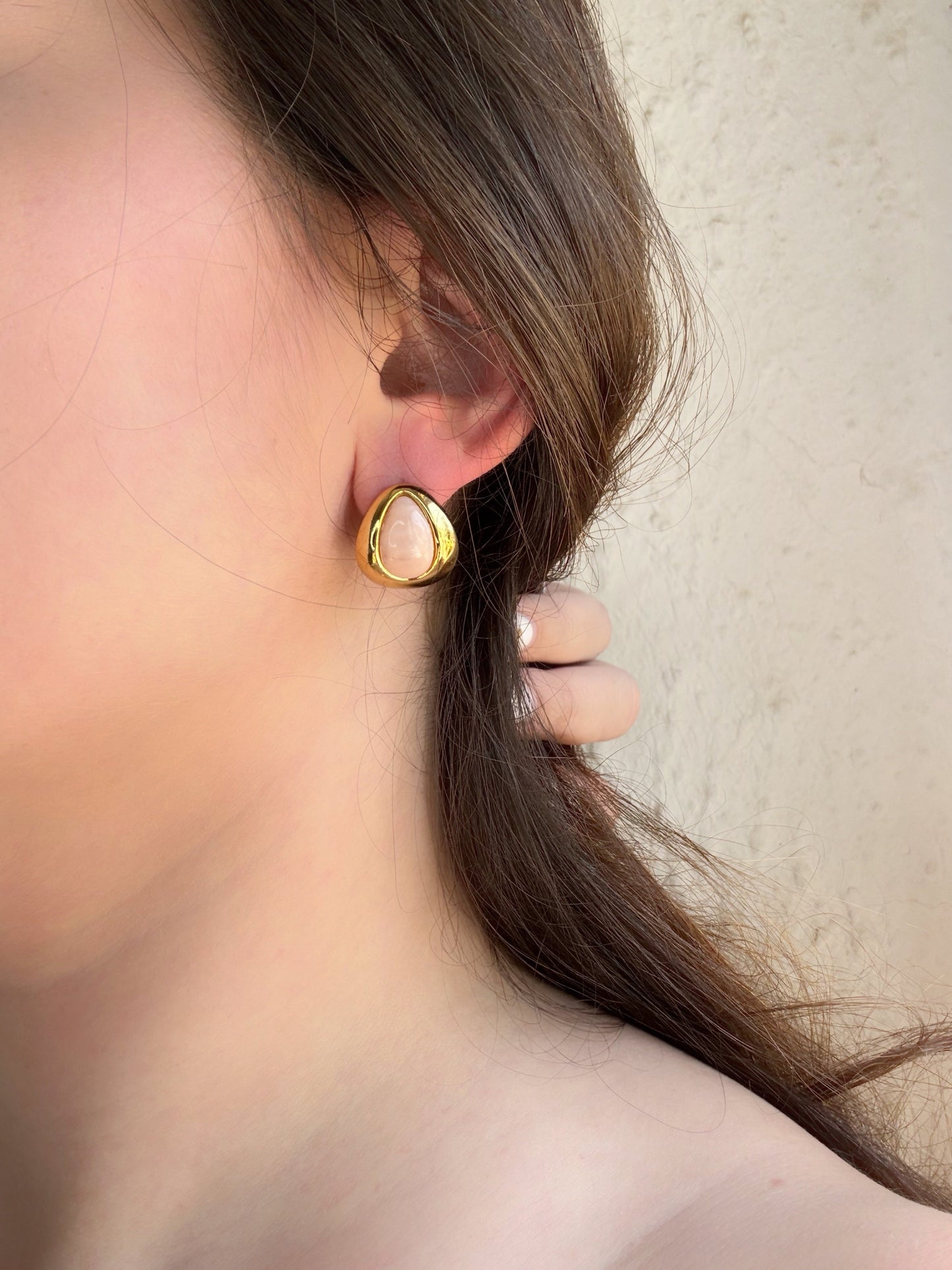 boucles d'oreilles roses poudrées  or - Aurorejewels