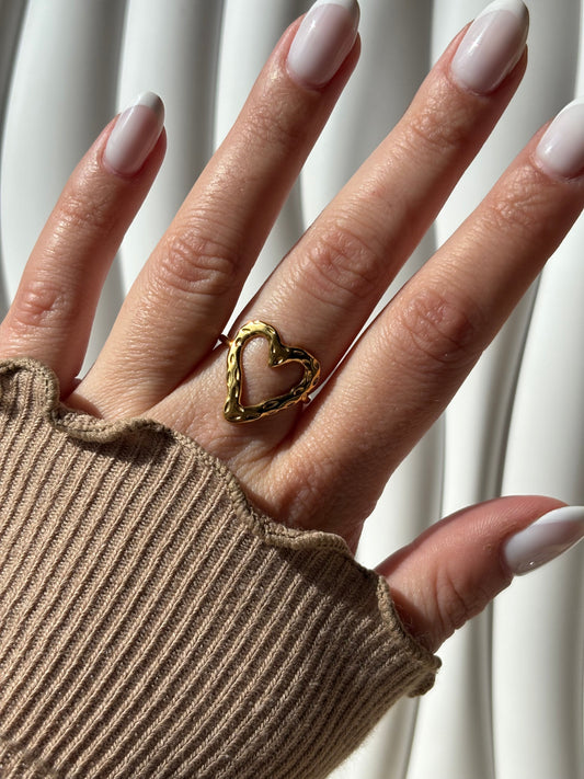 Bague coeur dorée - Aurorejewels