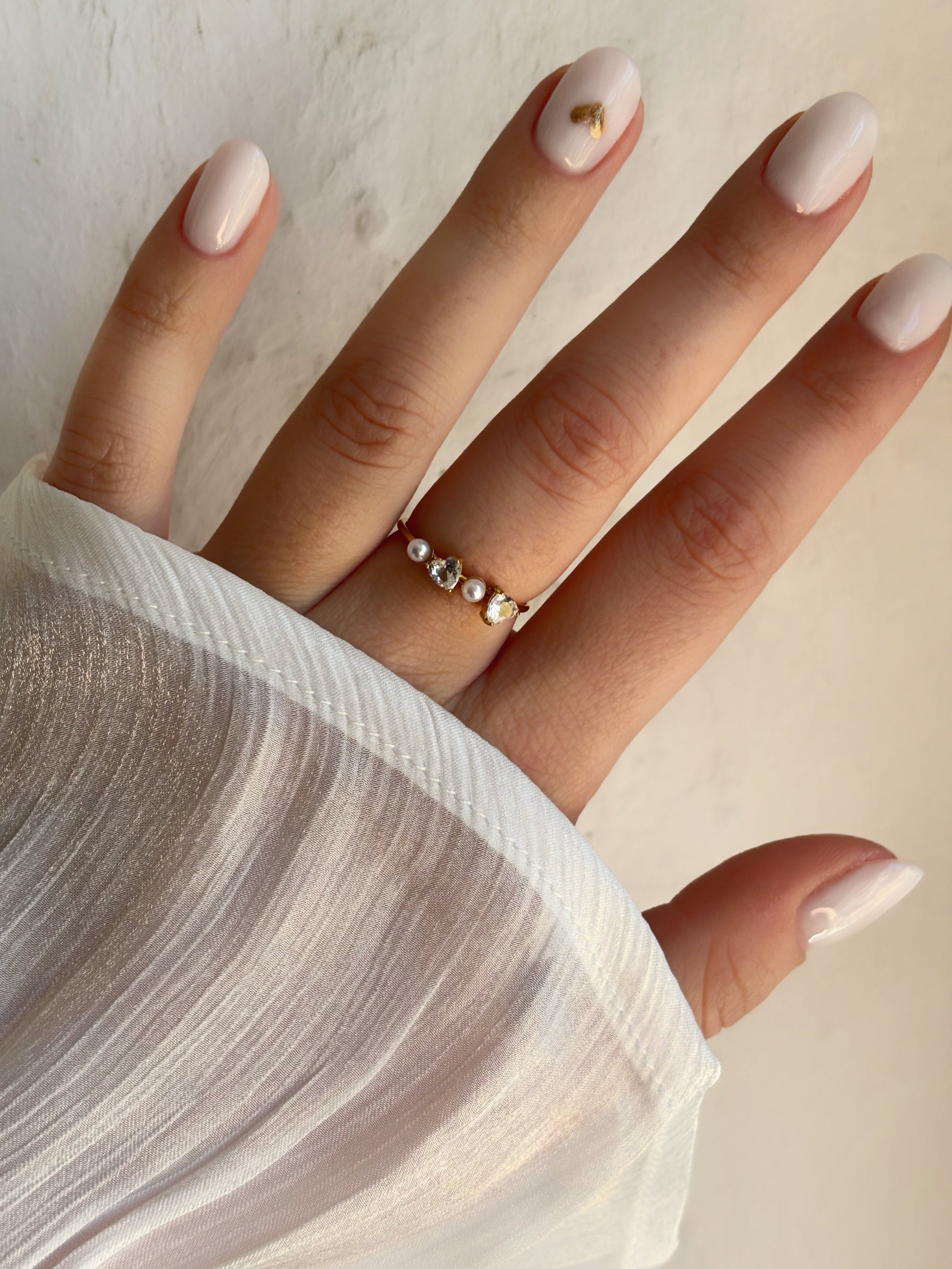 Bague coeurs & perles ajustable - Aurorejewels