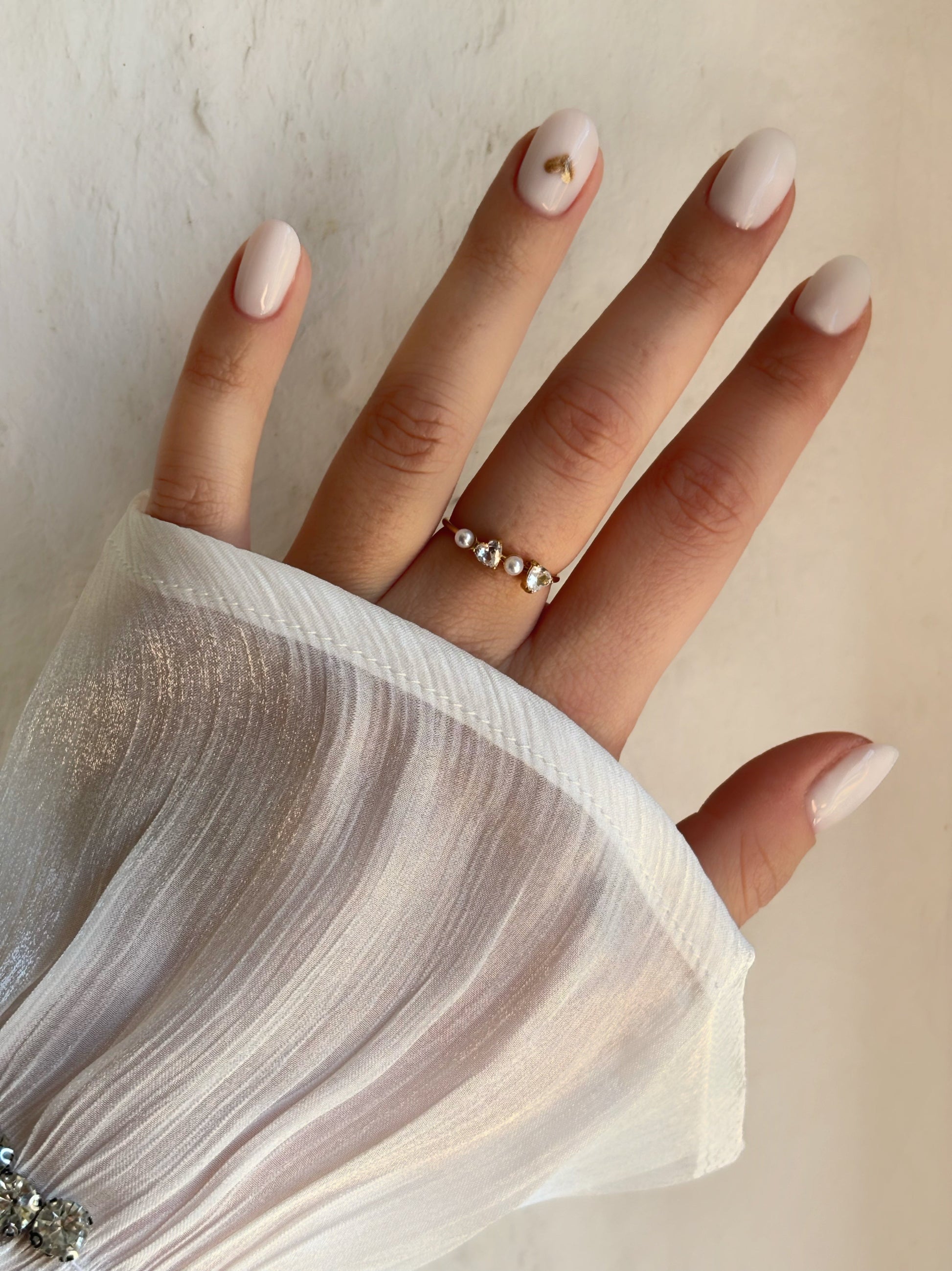 Bague coeurs & perles doré - Aurorejewels