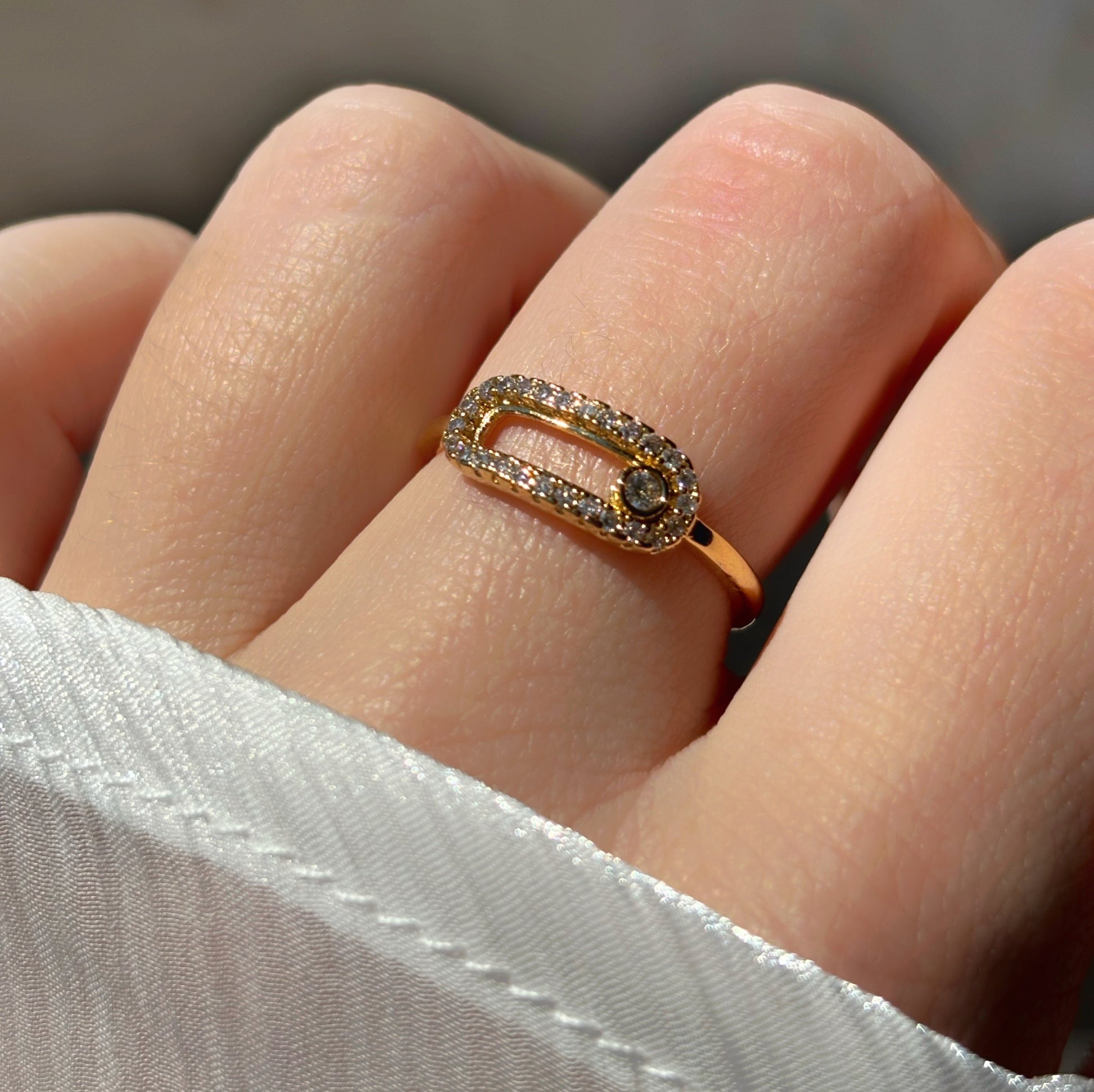 Bague coulissante strass acier inoxydable ajustable - Aurorejewels