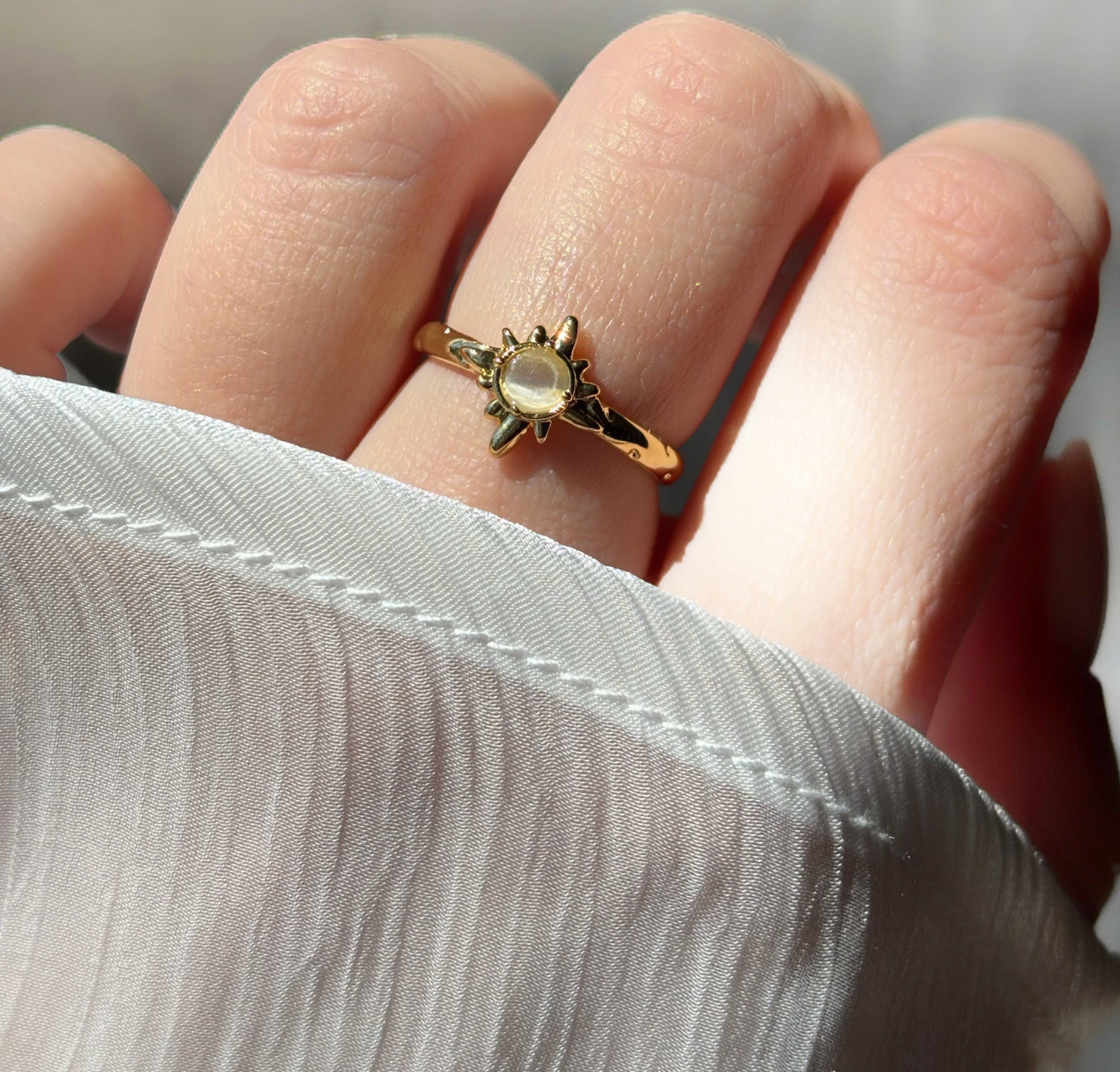 Bague étoile acier inoxydable doré ajutable - Aurorejewels