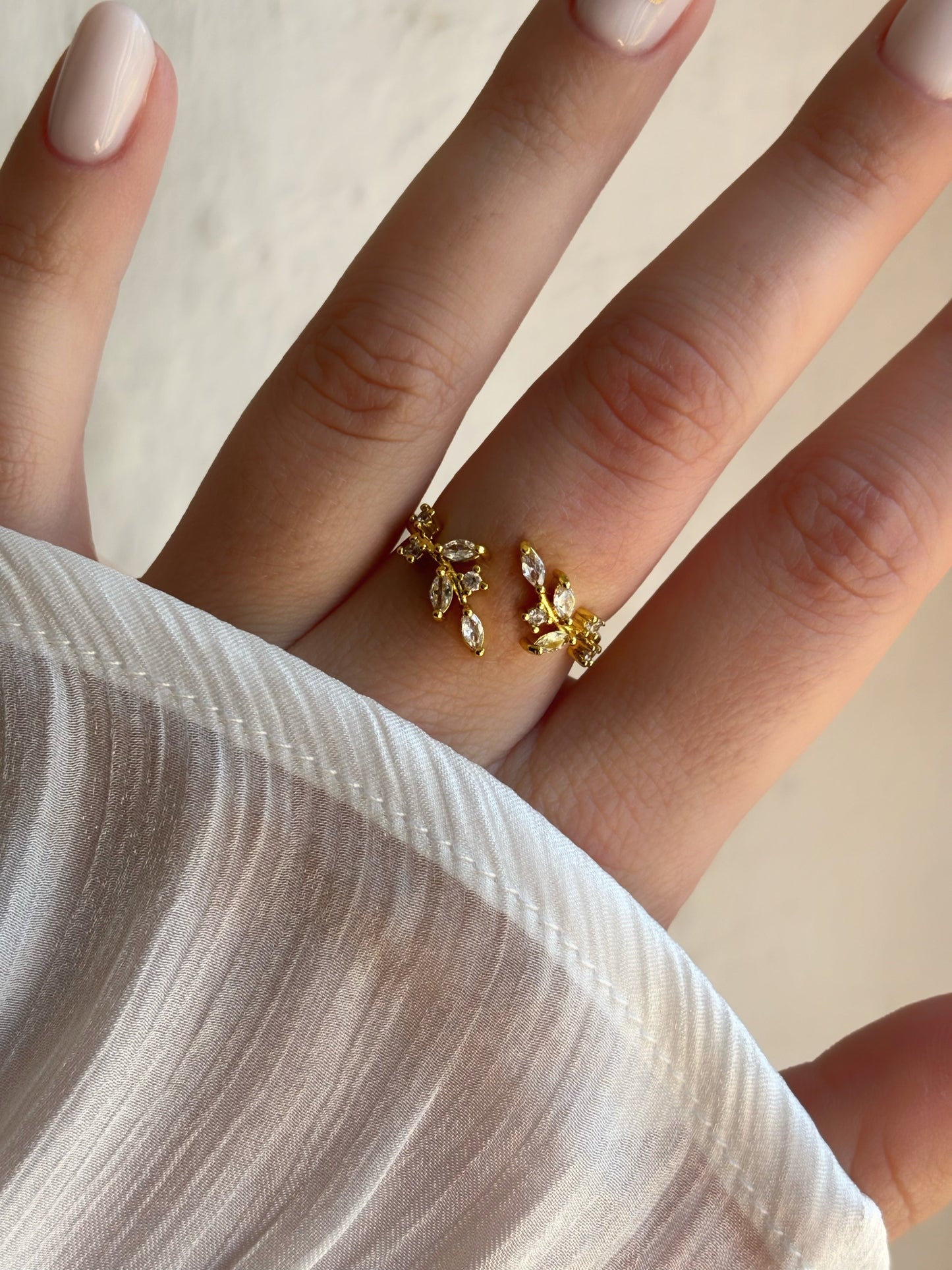 Bague feuillage doré acier inoxydable - Aurorejewels