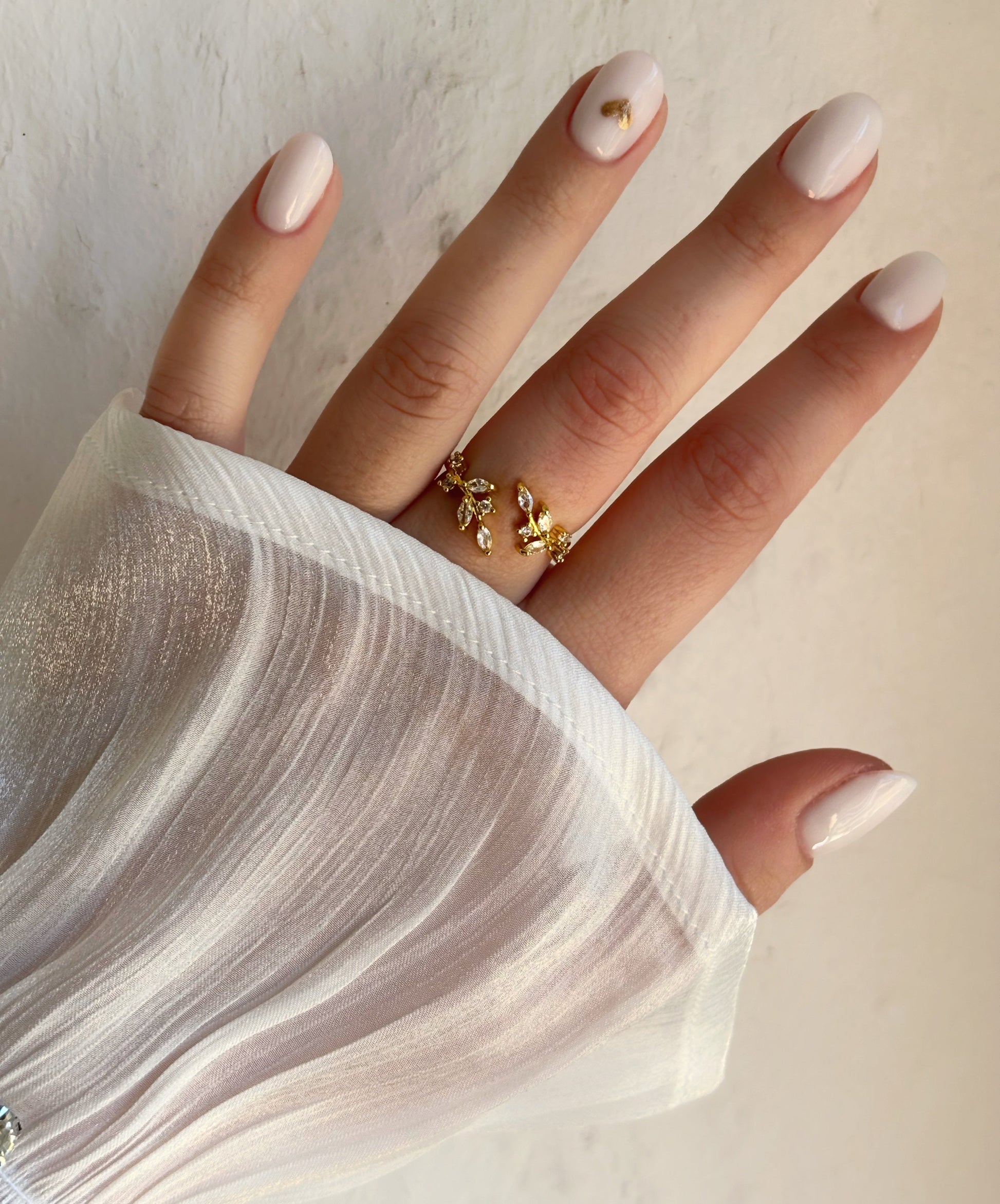 Bague feuillage strass acier inoxydable - Aurorejewels