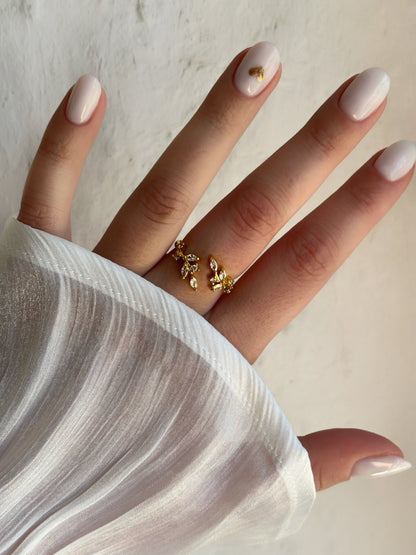 Bague feuillage strass - Aurorejewels
