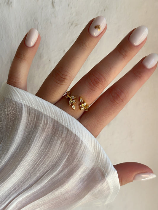 Bague feuillage strass - Aurorejewels