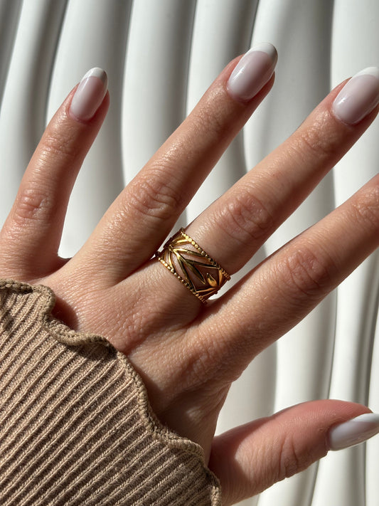 Bague feuille or - Aurorejewels