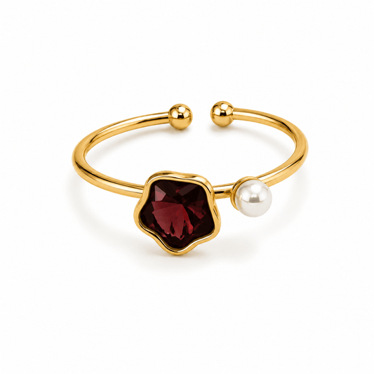 BAGUE FLEUR MARRON PERLE - Aurorejewels