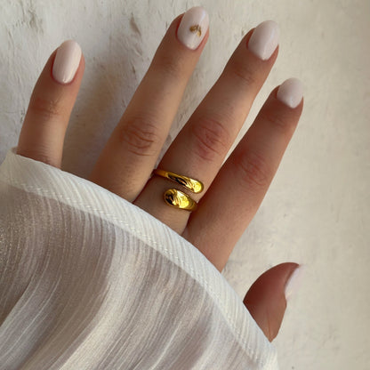 Bague goutte d'eau acier inoxydable ajustable  - Aurorejewels