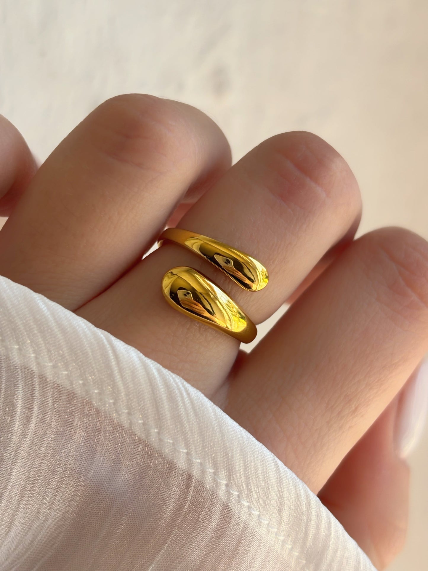 Bague goutte d'eau acier inoxydable doré - Aurorejewels