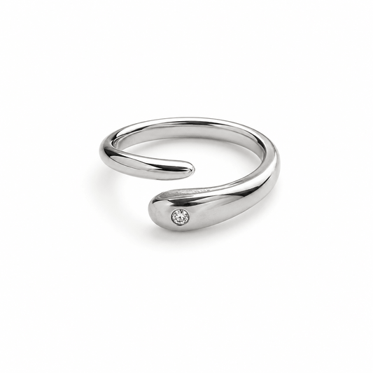 BAGUE GOUTTE D'EAU ARGENTÉE - Aurorejewels
