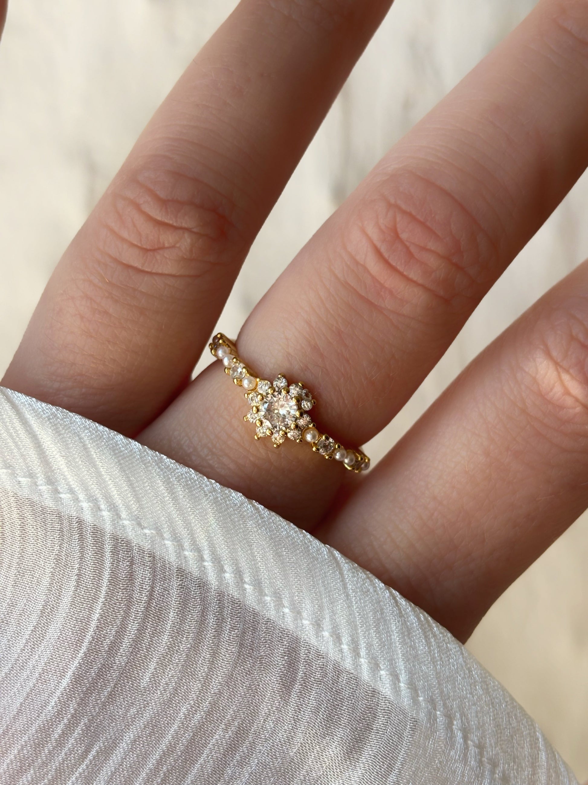 Bague strass & perles - Aurorejewels