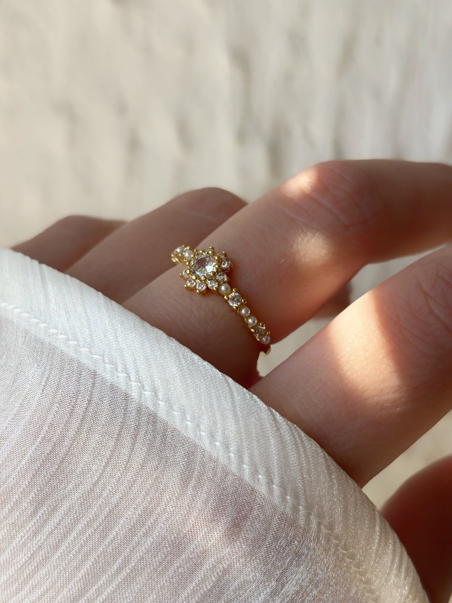 Bague strass & perles - Aurorejewels