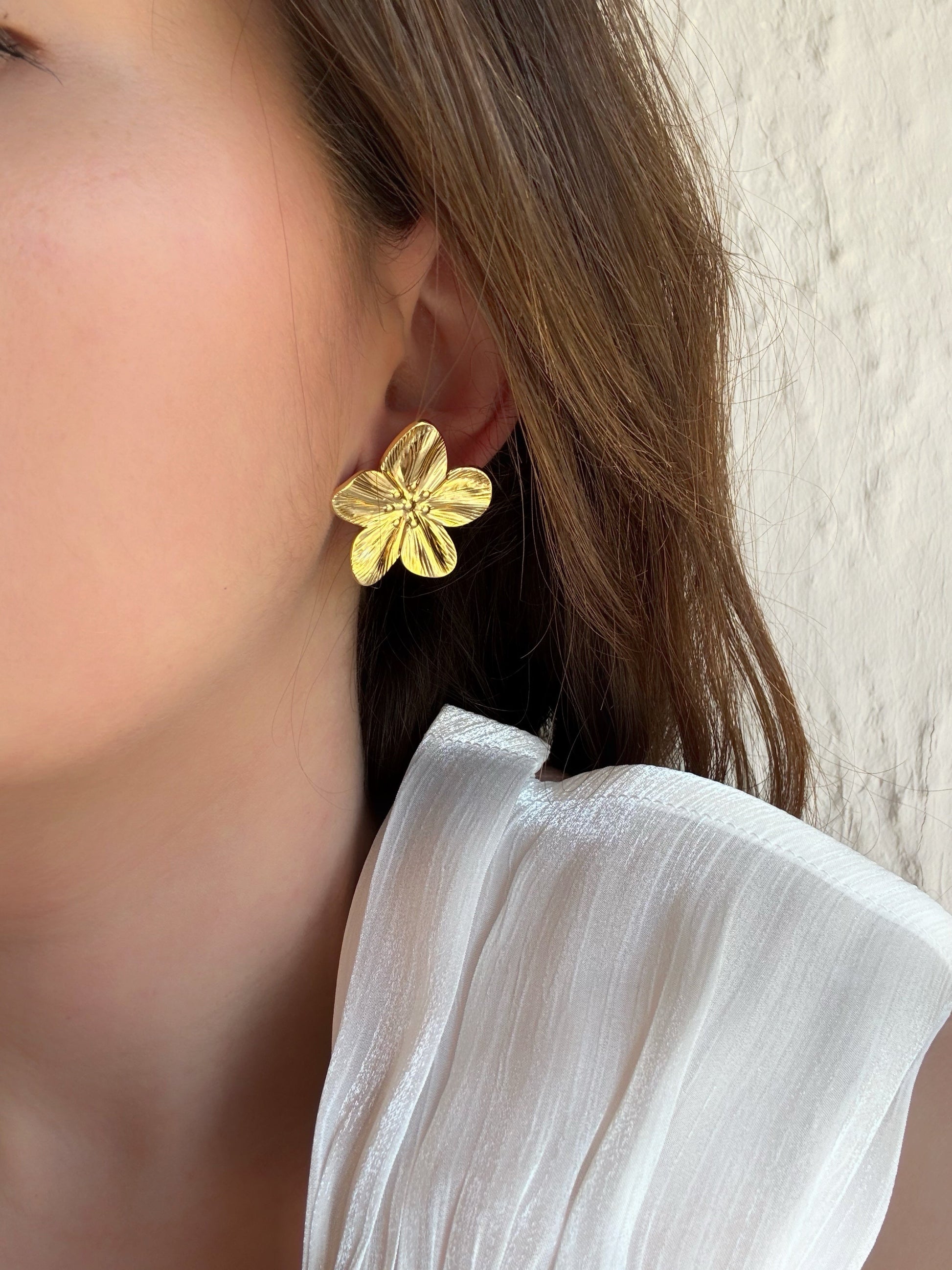 Boucles d'oreilles fleur acier inoxydable - Aurorejewels