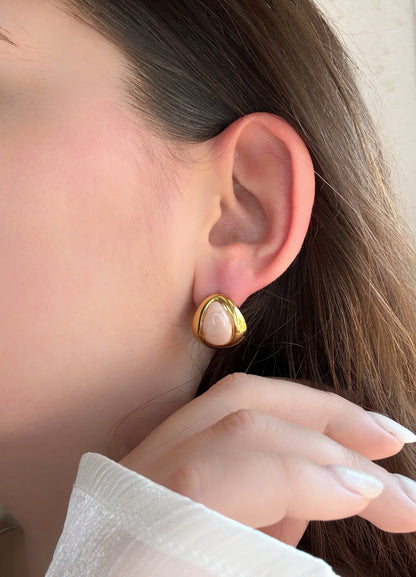 boucles d'oreilles roses poudrées acier inoxydable - Aurorejewels 