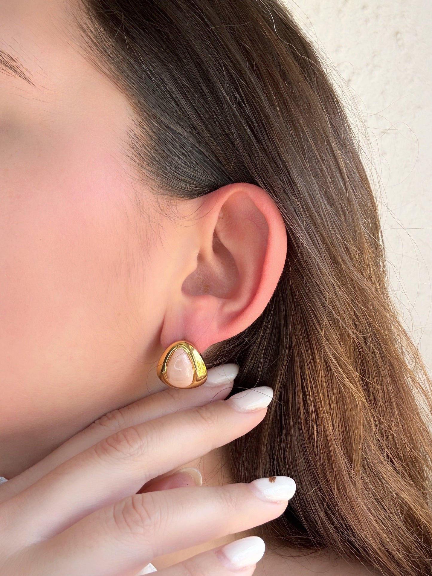 boucles d'oreilles roses poudrées doré acier inoxydable - Aurorejewels