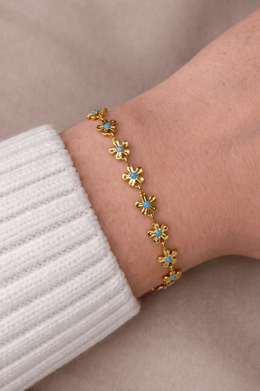 Bracelet fleur bleue - Aurorejewels