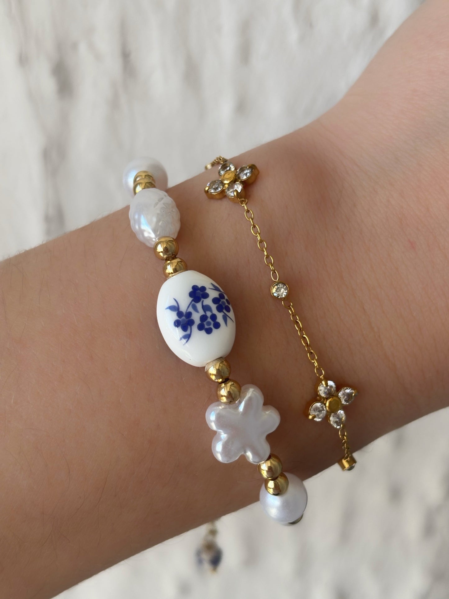 Bracelet fleurs strass - Aurorejewels